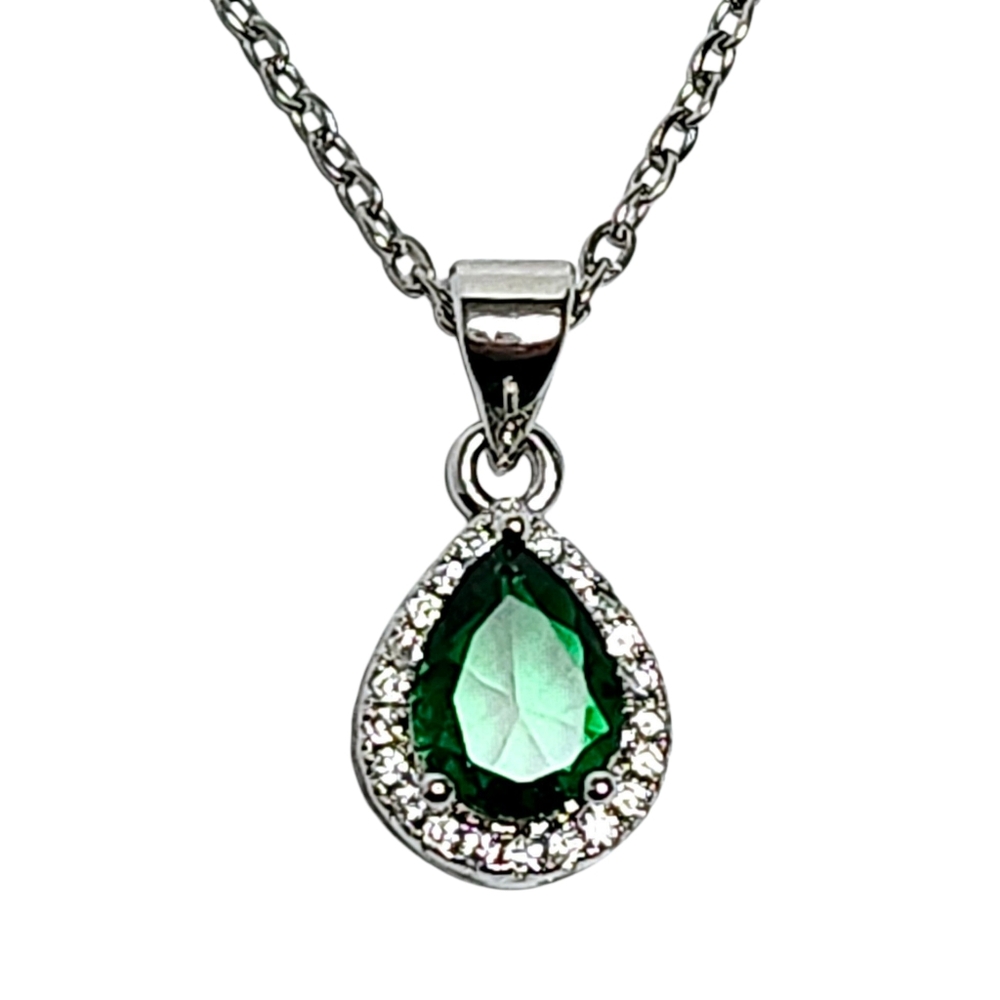 1.25 ctw Emerald Silver Necklace